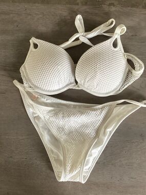 Victoria's Secret White Textured Halter Push-Up Bikini